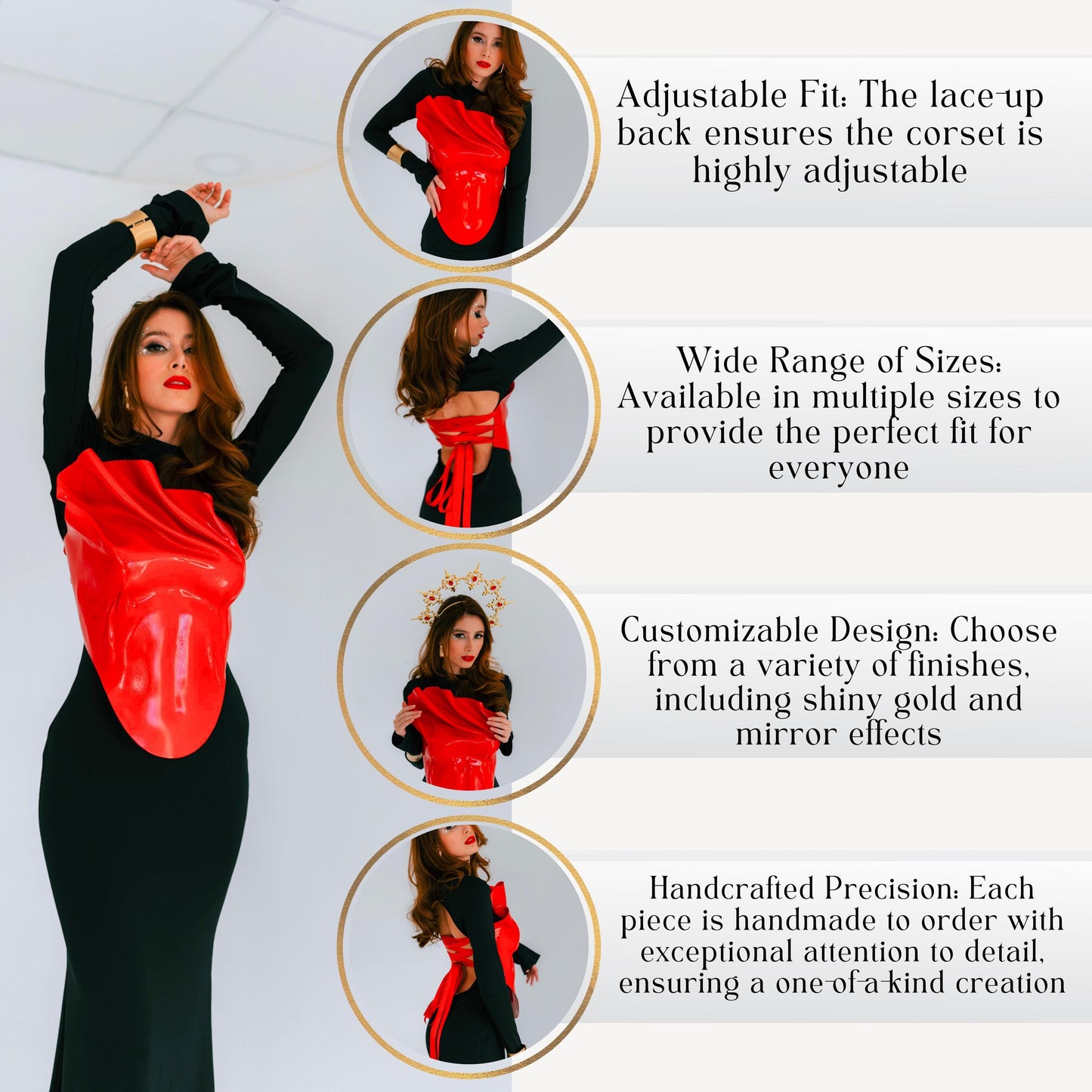 Red Metallic Corset: Futuristic Armor Rave Top, Custom Fit