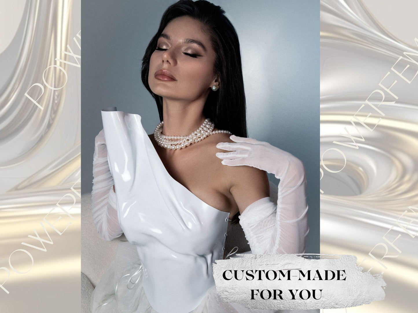 Asymmetrical White Bustier: Custom Fit Corset, Unique Bridal Top