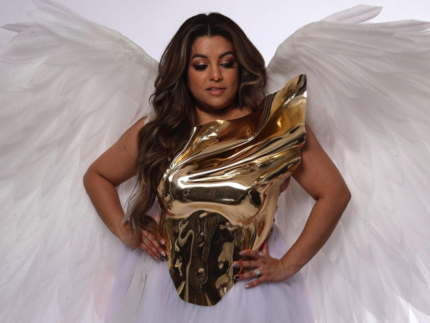 Gold Sculptural Corset: Handcrafted Metallic Statement Top