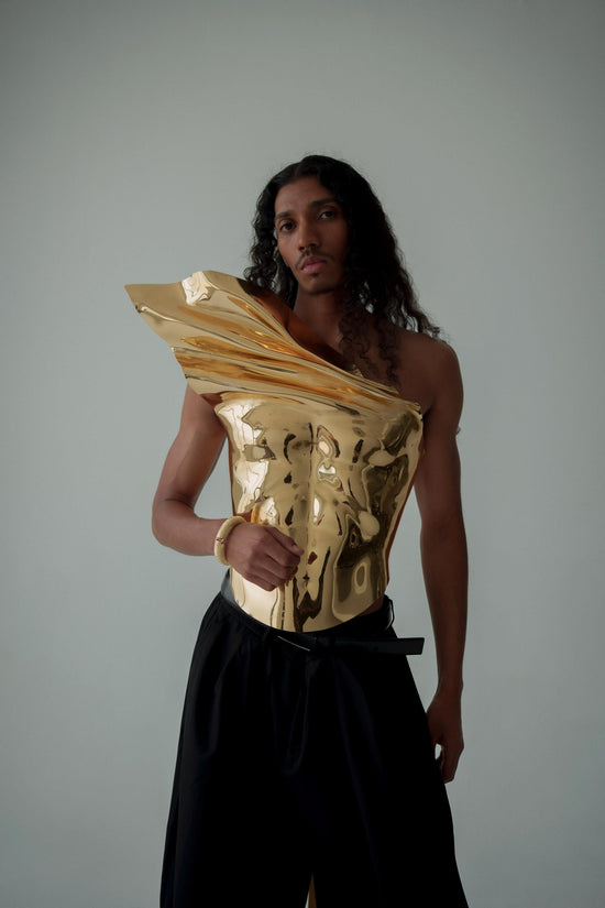 Gold Sculptural Armor Corset for Men