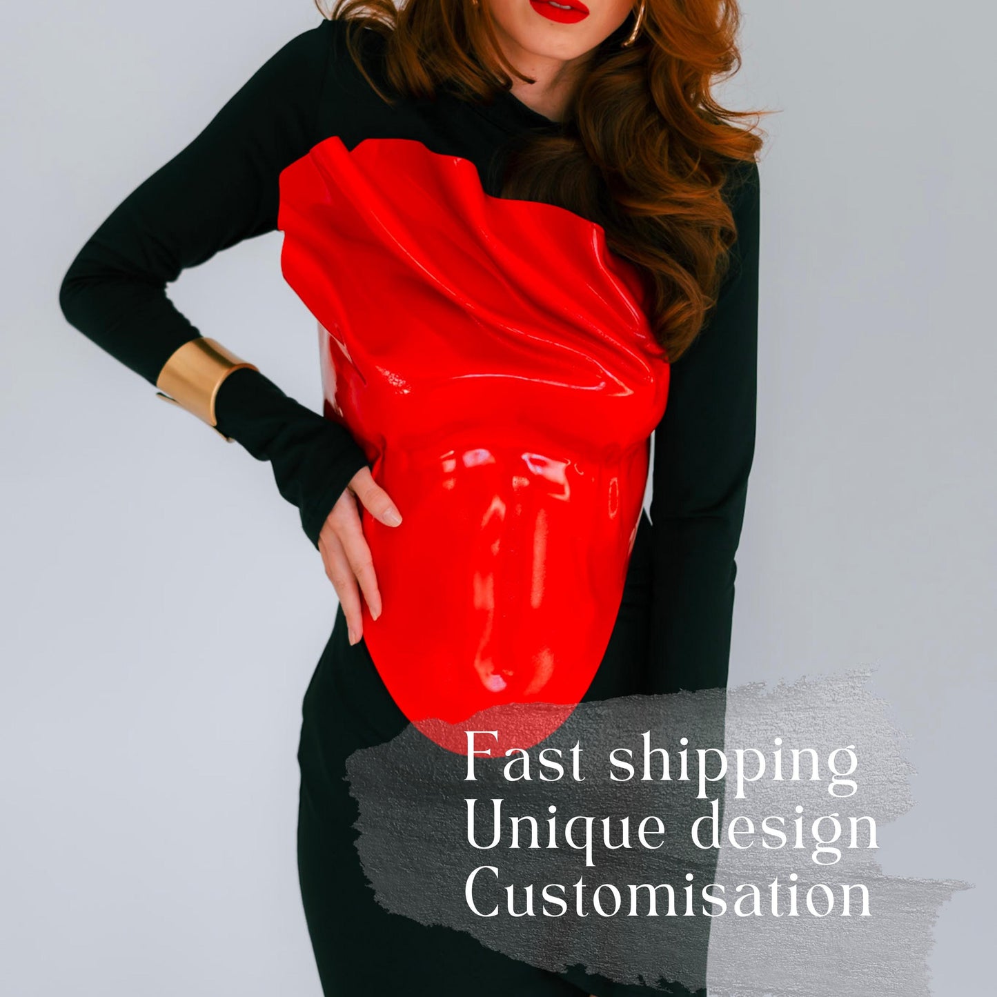 Red Metallic Corset: Futuristic Armor Rave Top, Custom Fit