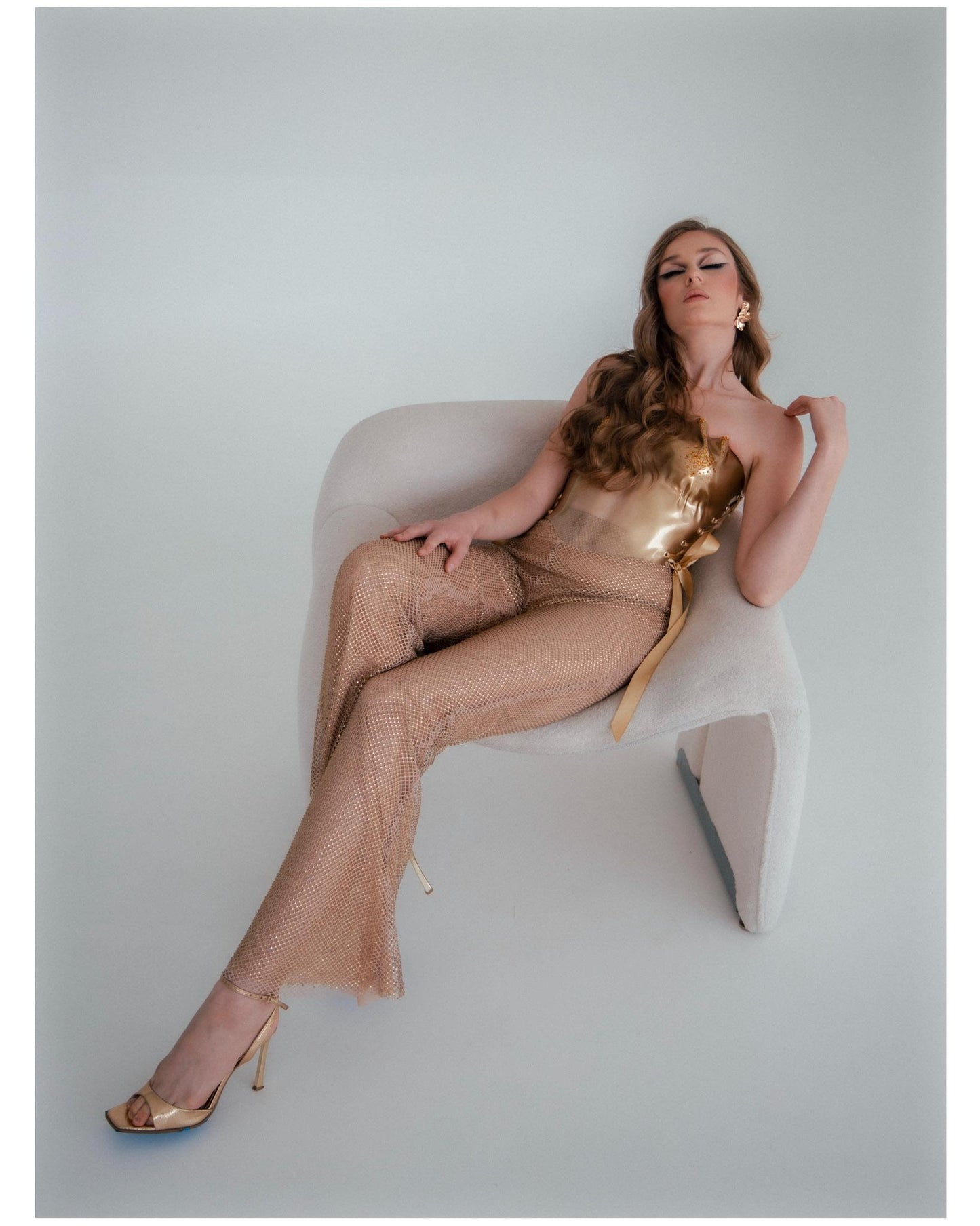 Gold Crystal Corset Top: Steampunk Futuristic Armor, Custom Fit