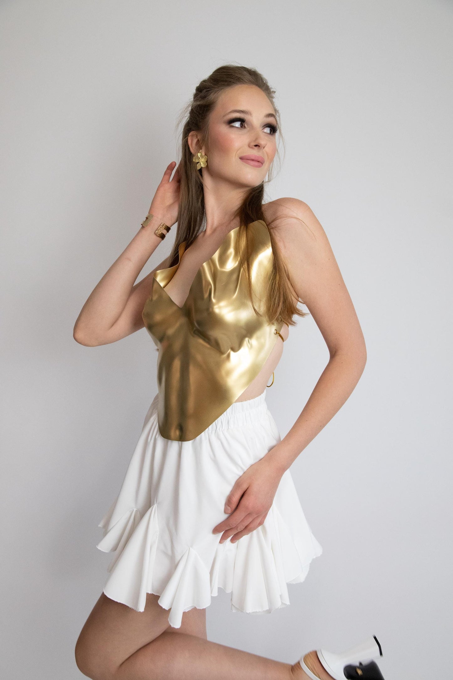 Gold Corset Top: Metallic Rave Outfit, Steampunk Armor, Custom Fit
