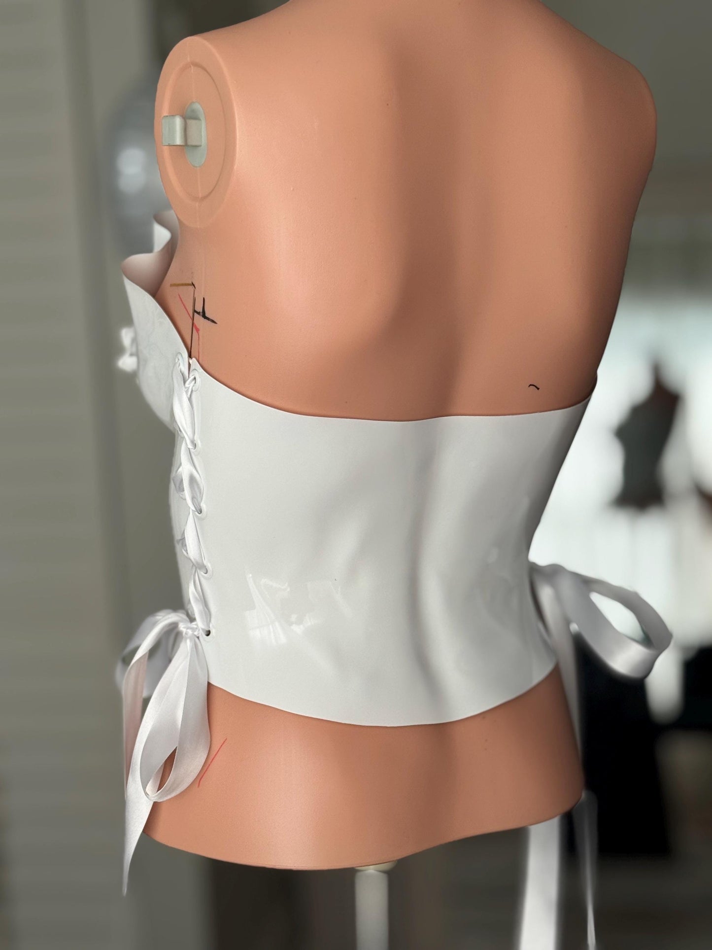 Handmade White Floral Bridal Corset Top: Strapless Wedding Bustier