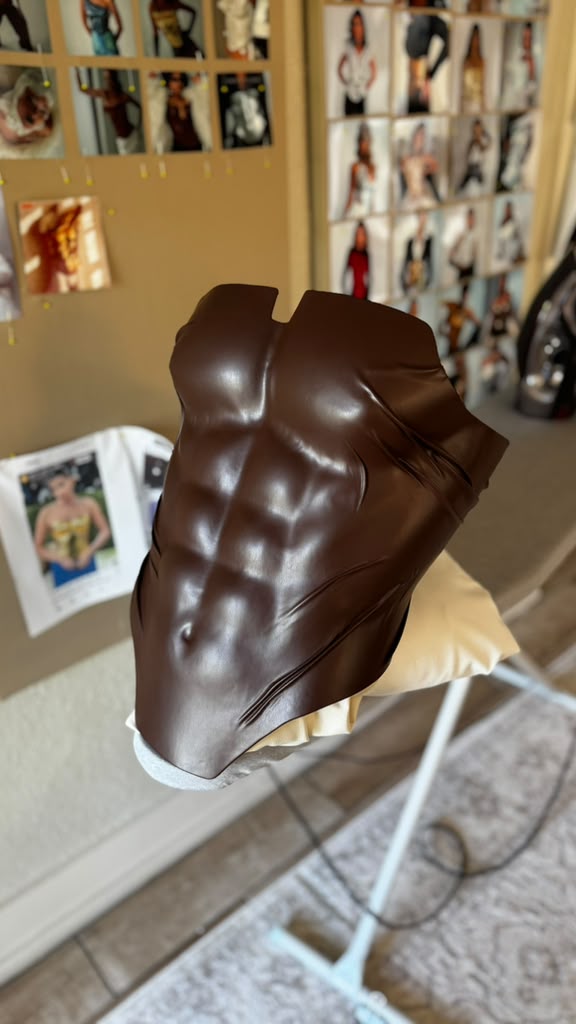 Adonis Sculptural Leather Corset in Burnished Chocolate