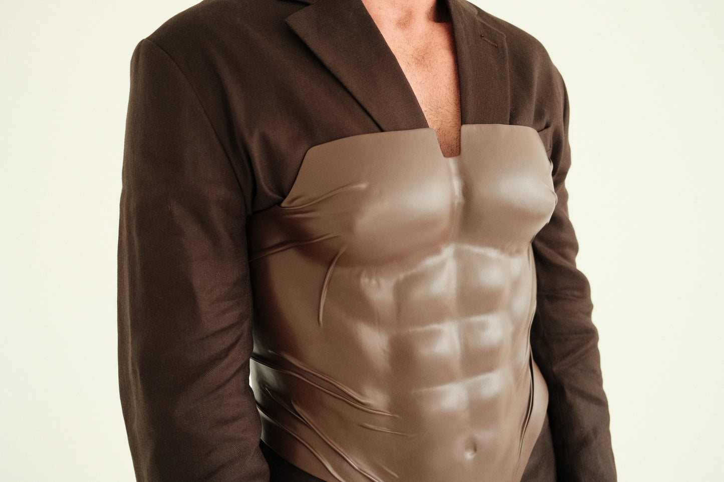 Adonis Sculptural Leather Corset in Burnished Chocolate