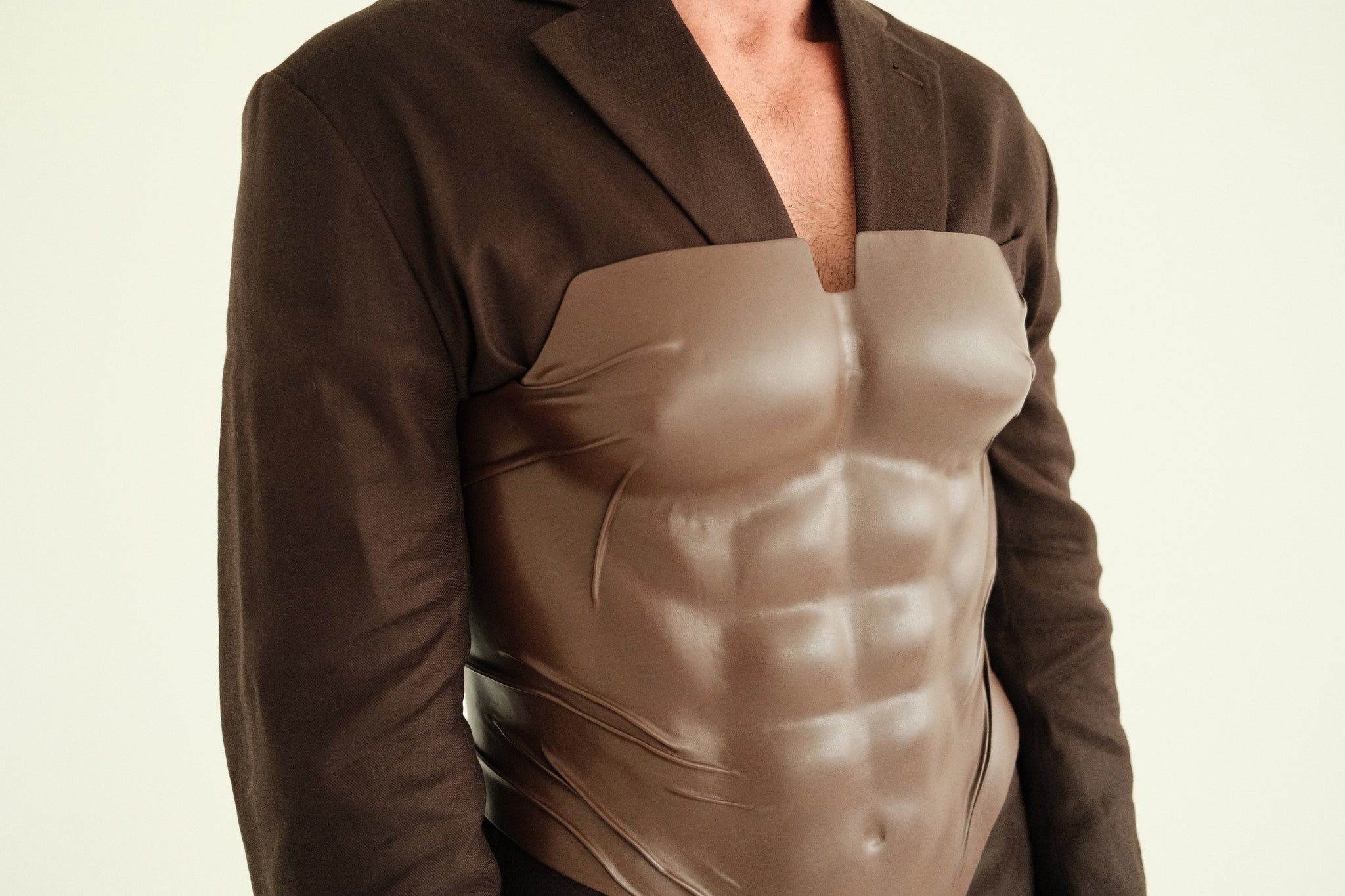 Adonis Sculptural Leather Corset in Burnished Chocolate