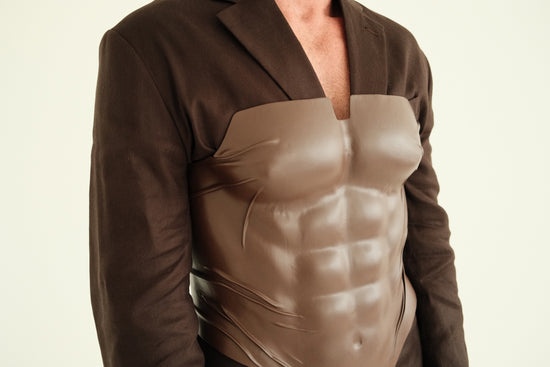 Adonis Sculptural Leather Corset in Burnished Chocolate