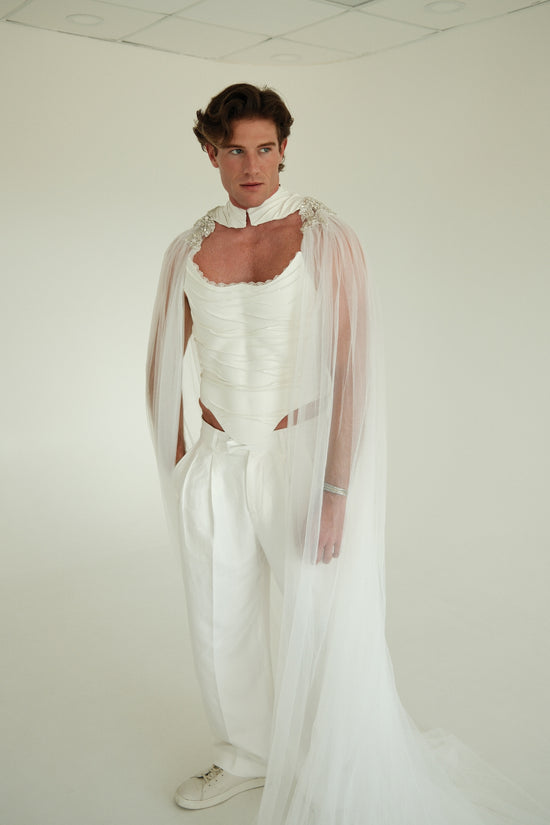 The Veiled Emperor Bridal Drape Statement Corset