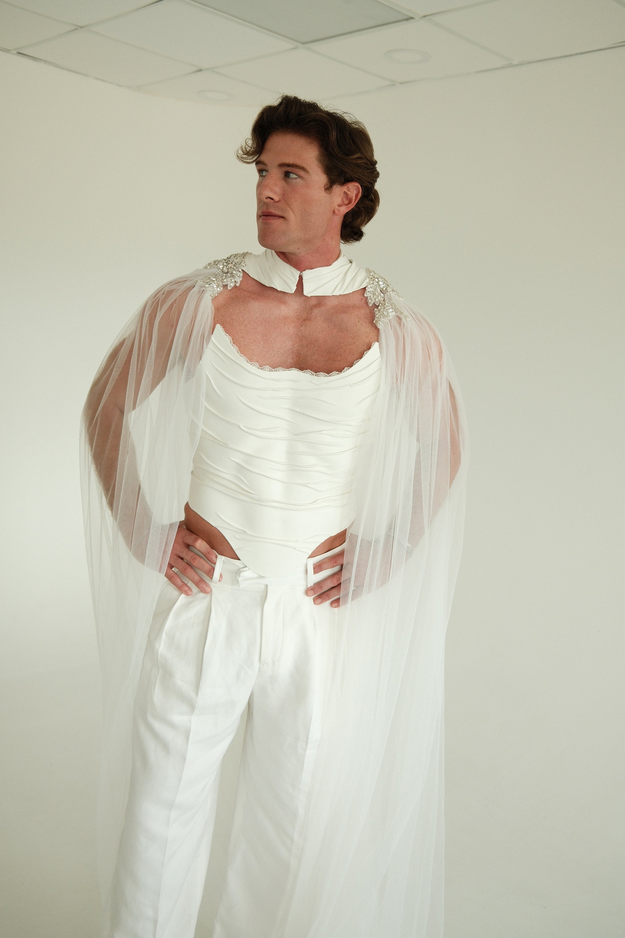 The Veiled Emperor Bridal Drape Statement Corset