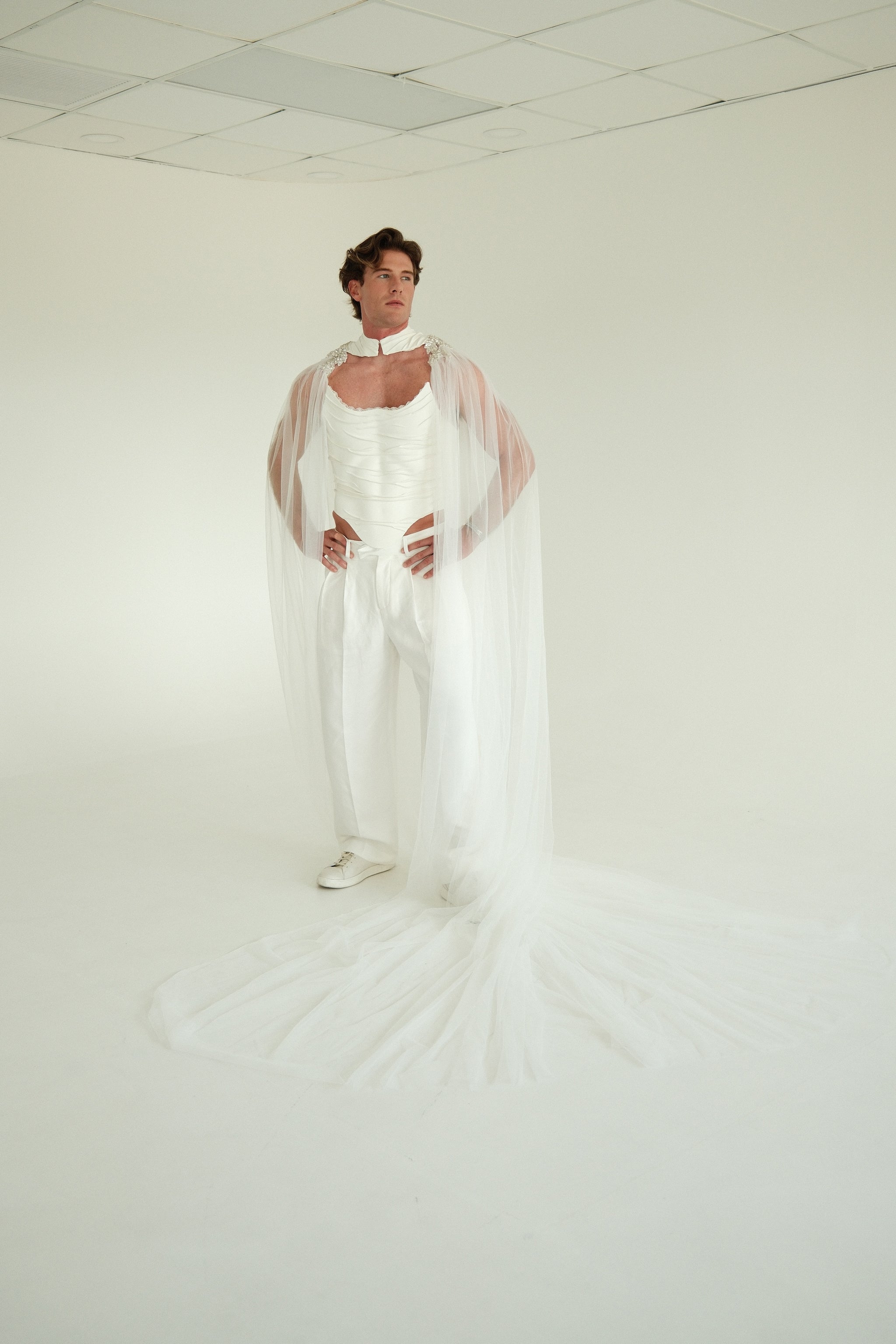 The Veiled Emperor Bridal Drape Statement Corset