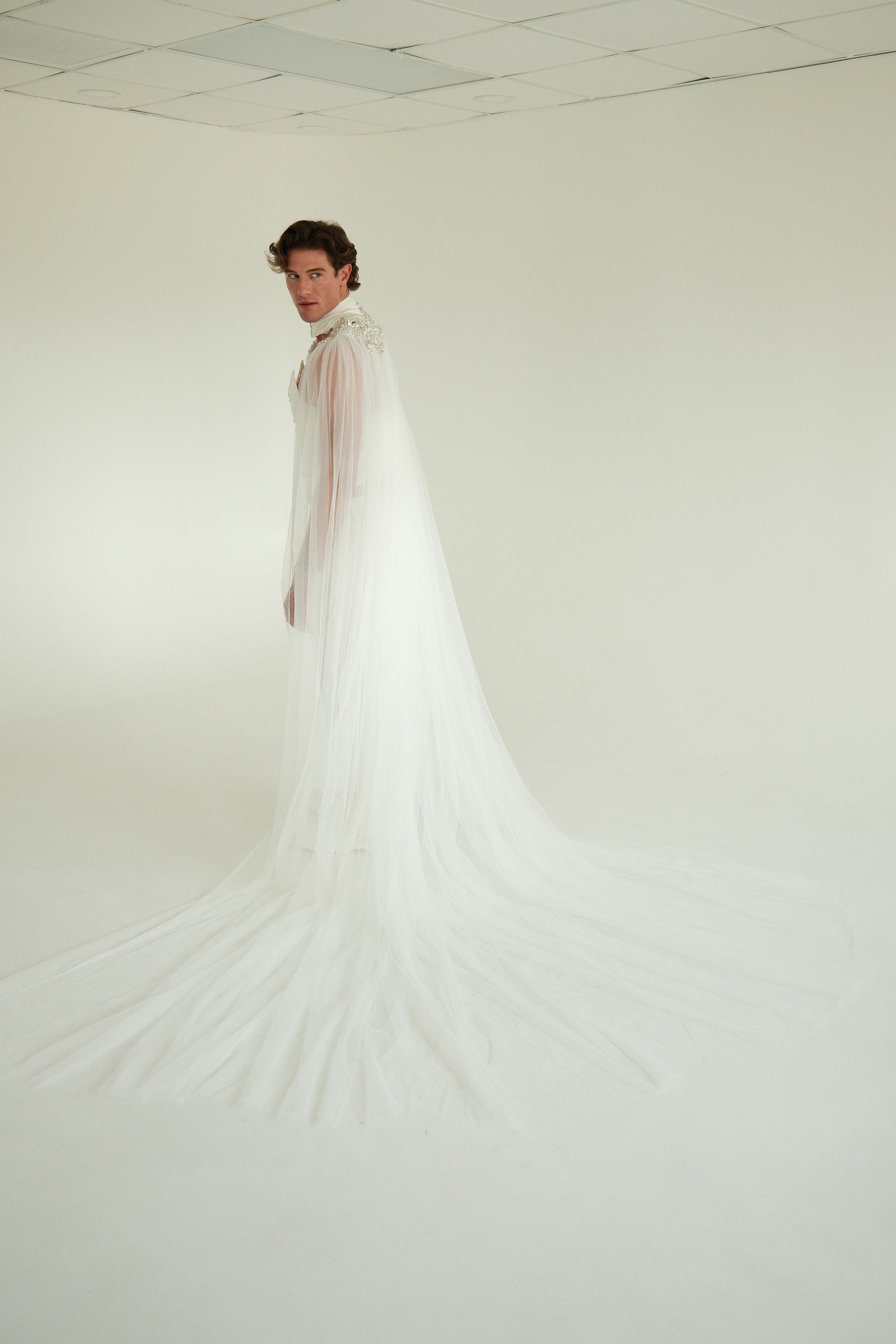The Veiled Emperor Bridal Drape Statement Corset