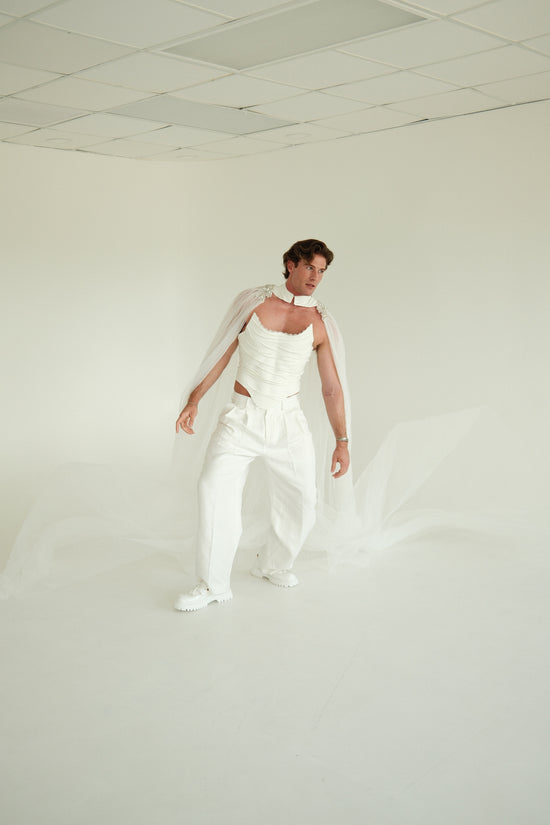 The Veiled Emperor Bridal Drape Statement Corset