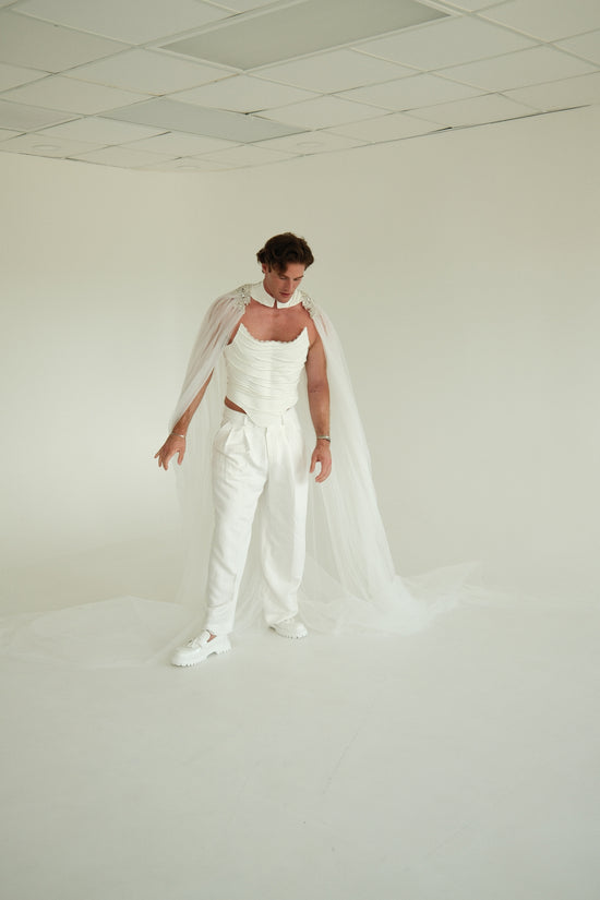 The Veiled Emperor Bridal Drape Statement Corset