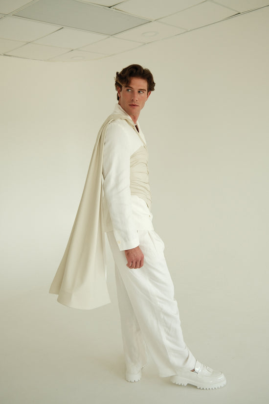 Ivory Groom Drape Corset