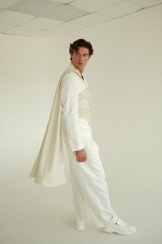 Ivory Groom Drape Corset