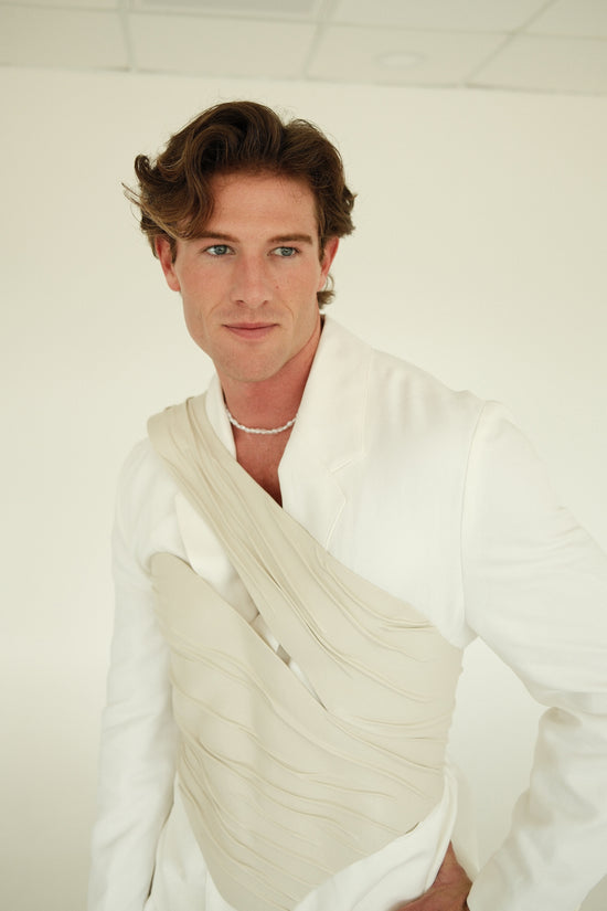 Ivory Groom Drape Corset