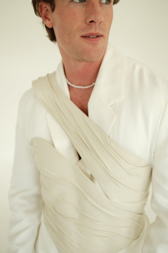 Ivory Groom Drape Corset