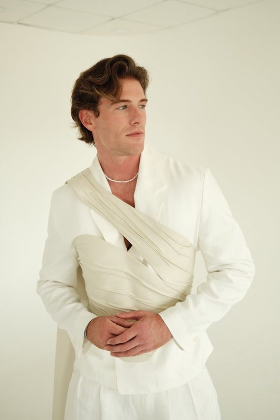 Ivory Groom Drape Corset