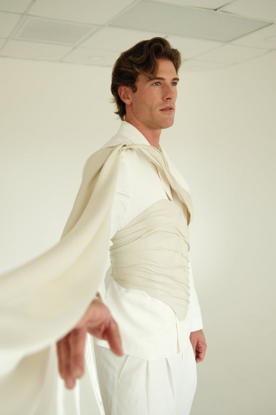 Ivory Groom Drape Corset