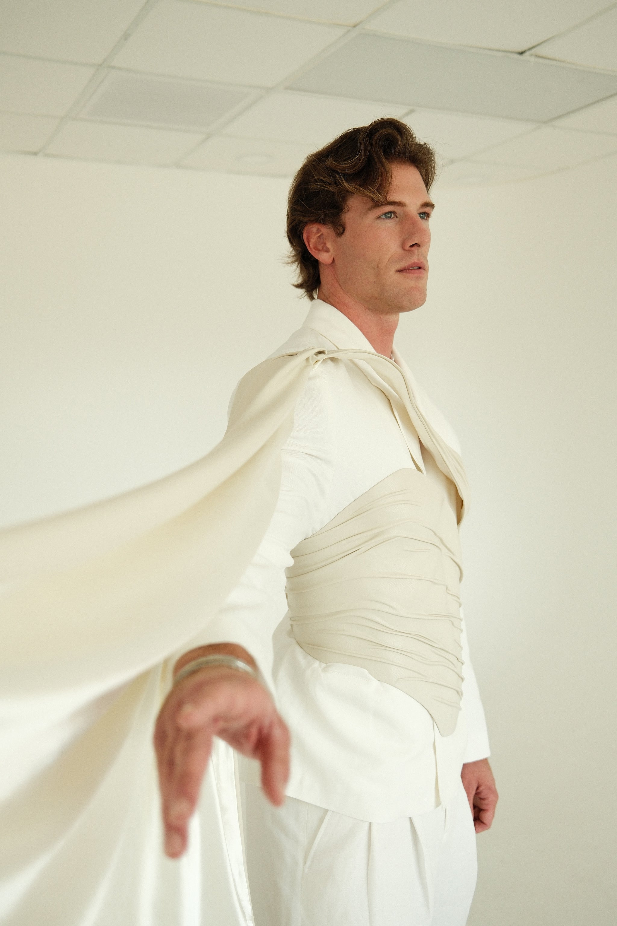 Ivory Groom Drape Corset