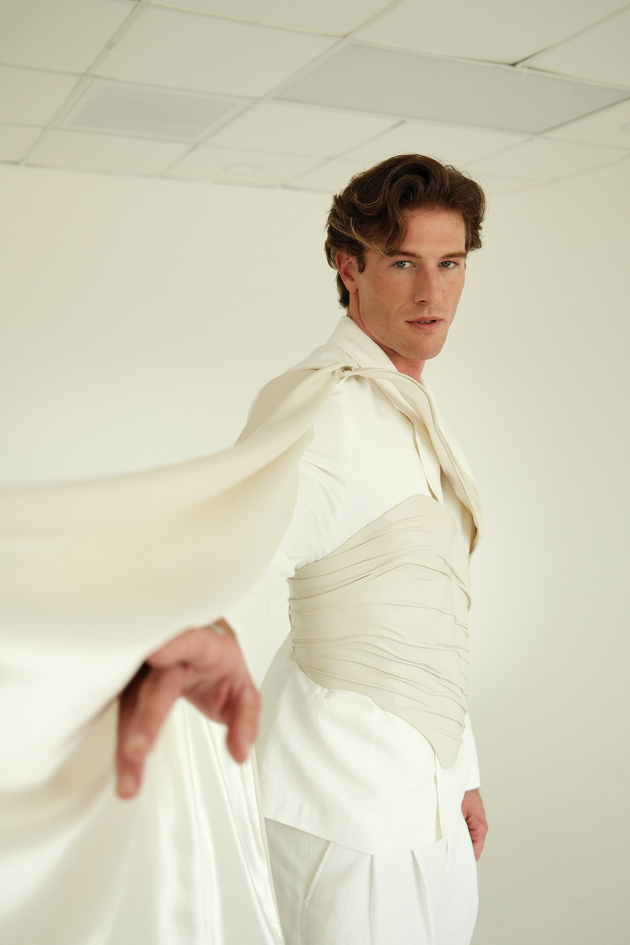 Ivory Groom Drape Corset