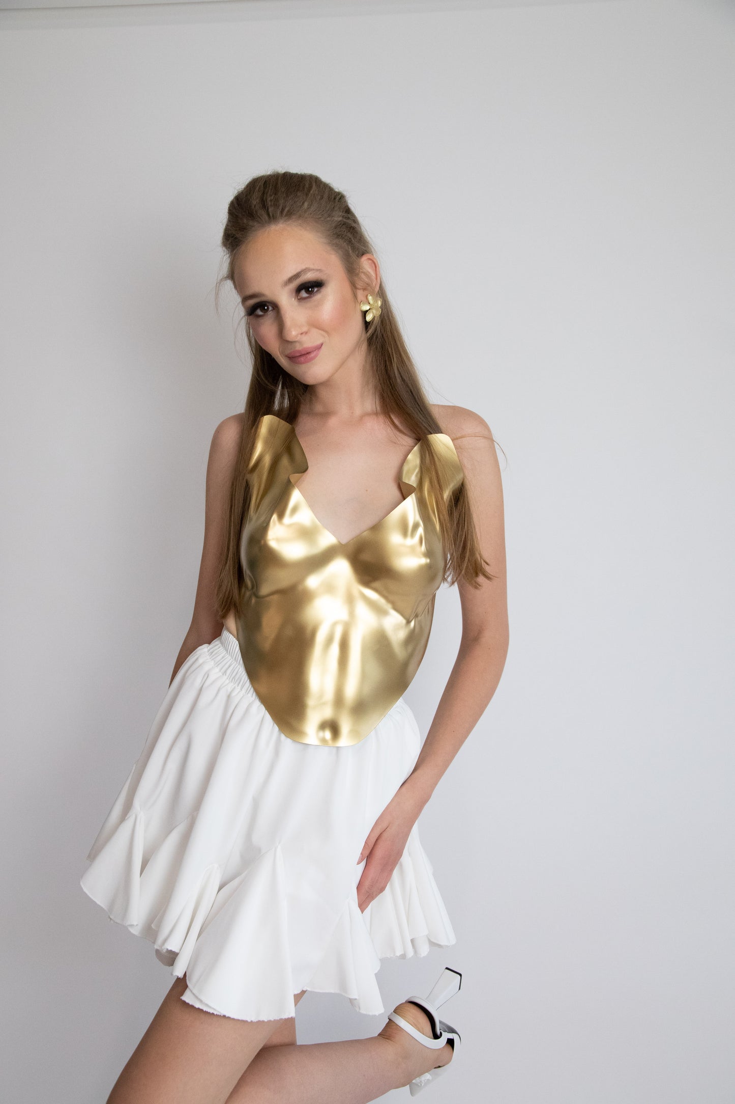 Molded Silver Corset: Metallic Rave Outfit, Custom Fit Bustier