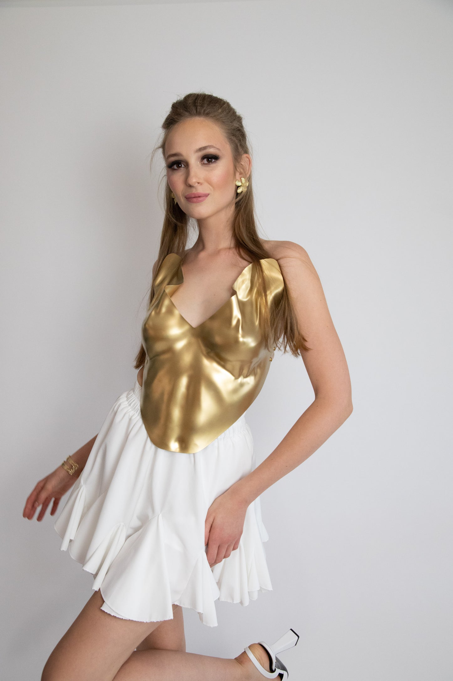 Molded Silver Corset: Metallic Rave Outfit, Custom Fit Bustier