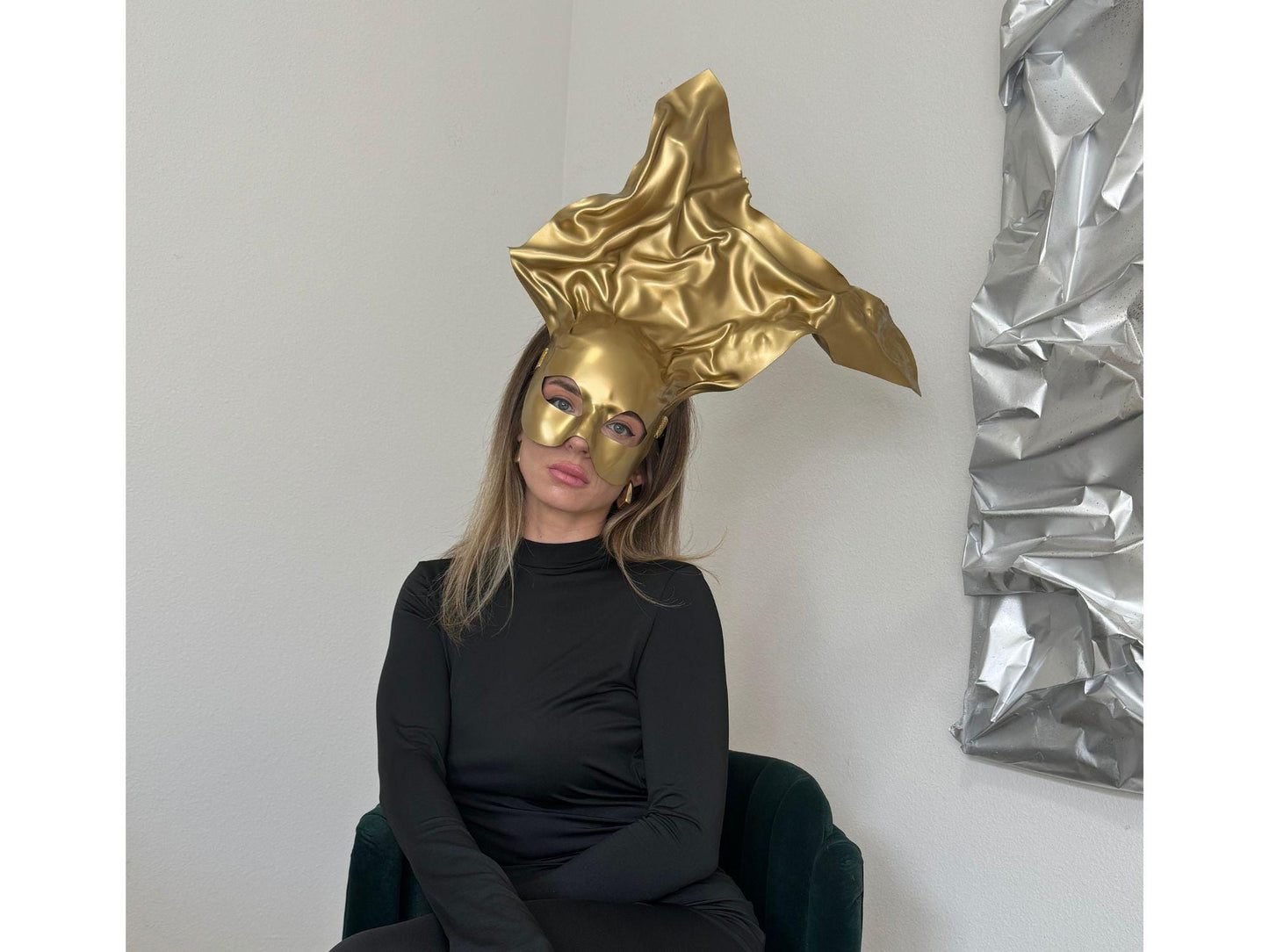 Metallic Gold Masquerade Mask: Fantasy Goddess Costume Headpiece