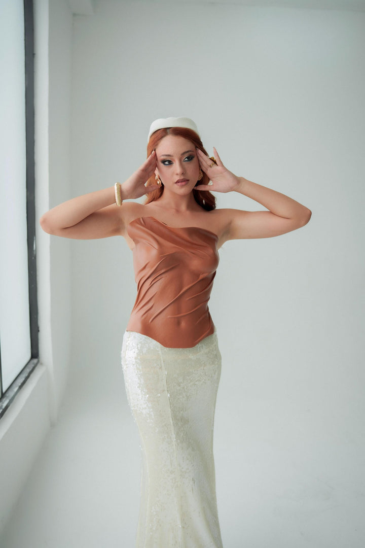 Women's Avant-Garde Brown Corset Top