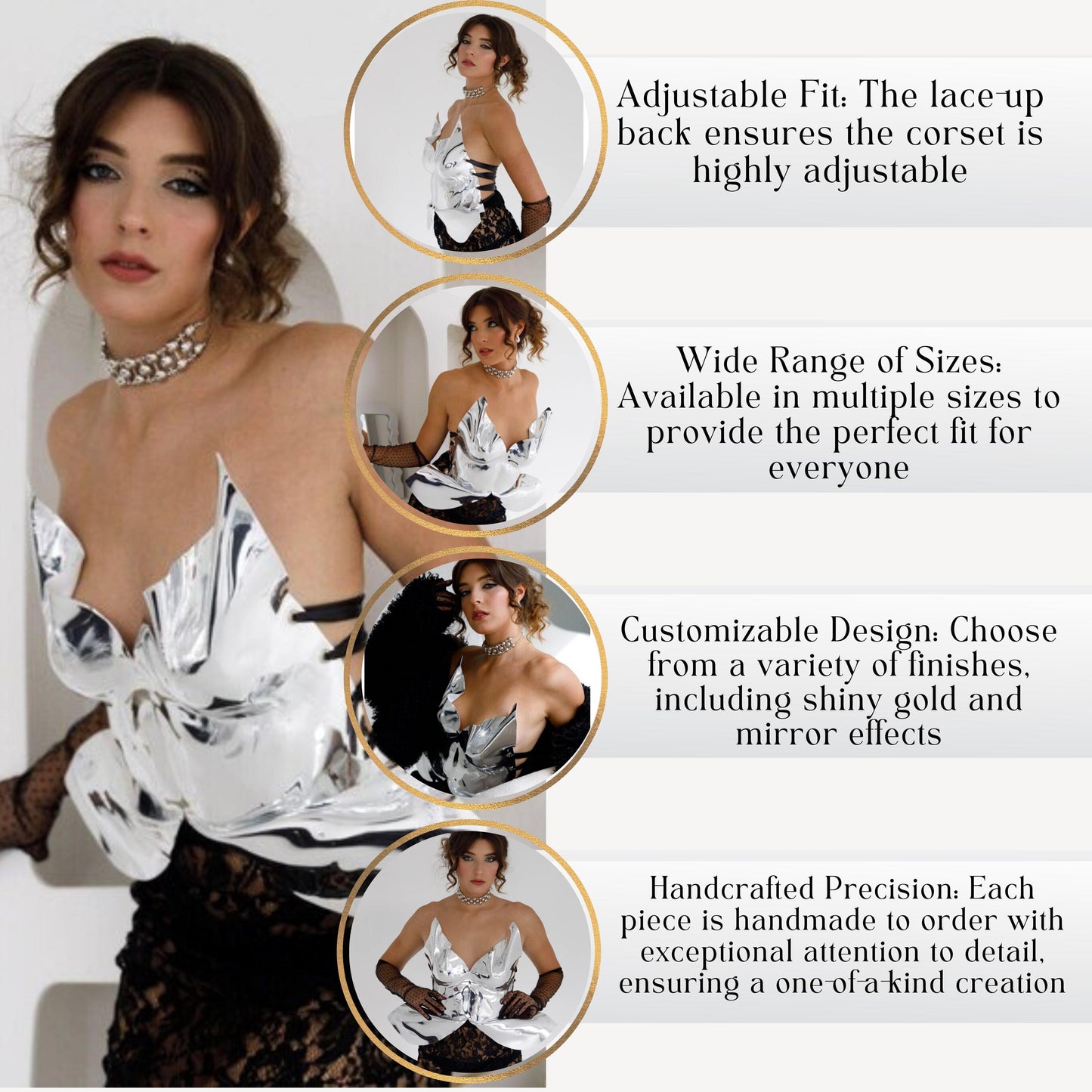 Metallic Silver Corset Crop Top: Chrome Mirror Rave Outfit