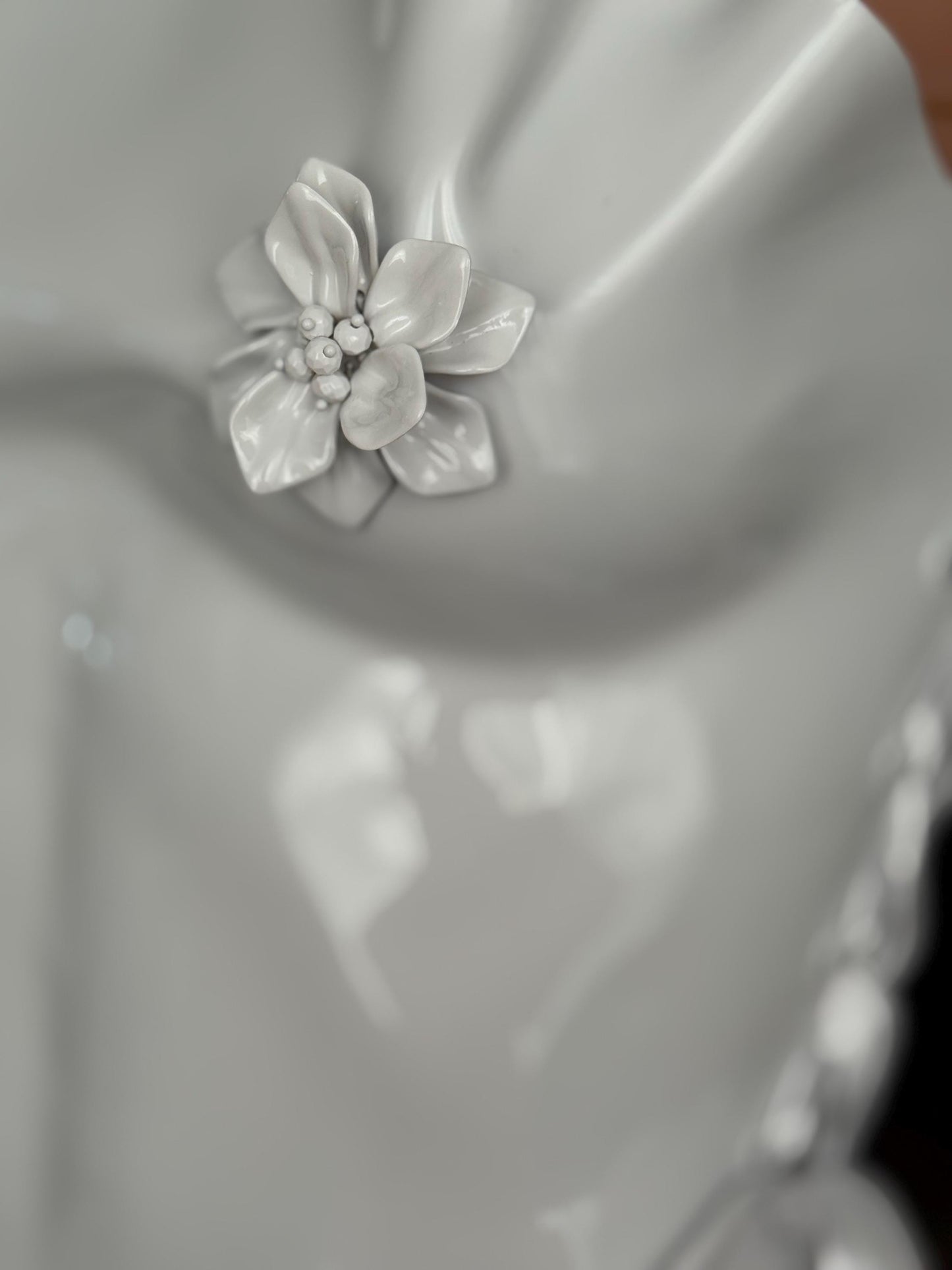 Handmade White Floral Bridal Corset Top: Strapless Wedding Bustier