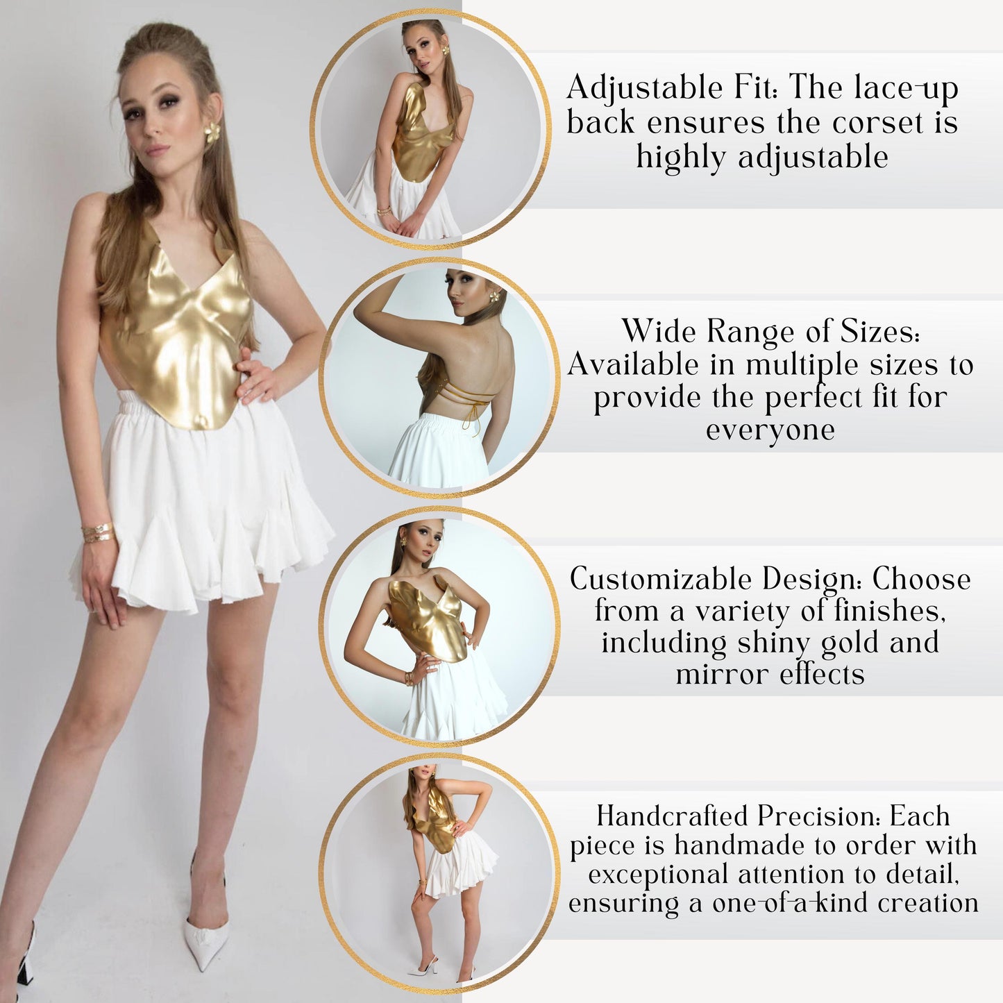 Gold Corset Top: Metallic Rave Outfit, Steampunk Armor, Custom Fit