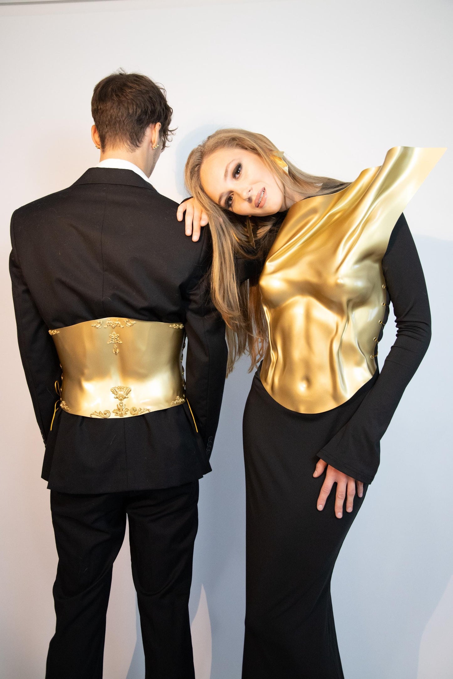 Gold Sculptural Corset Handmade Statement Top Avant Garde Armor Unisex Festival Look Drag