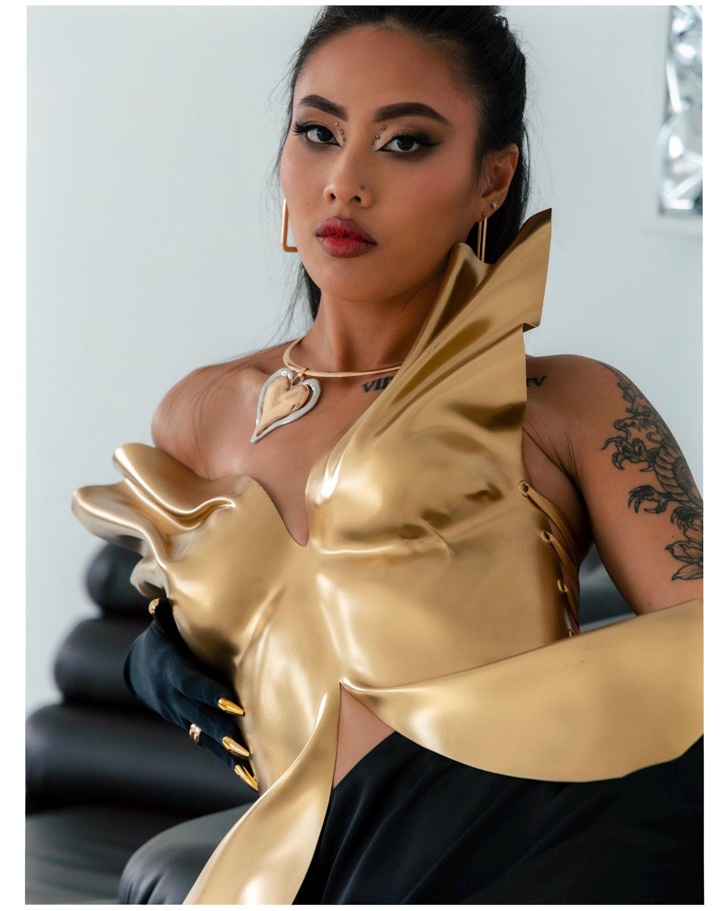 Gold Corset Top: Handcrafted Avant Garde Rave Bustier