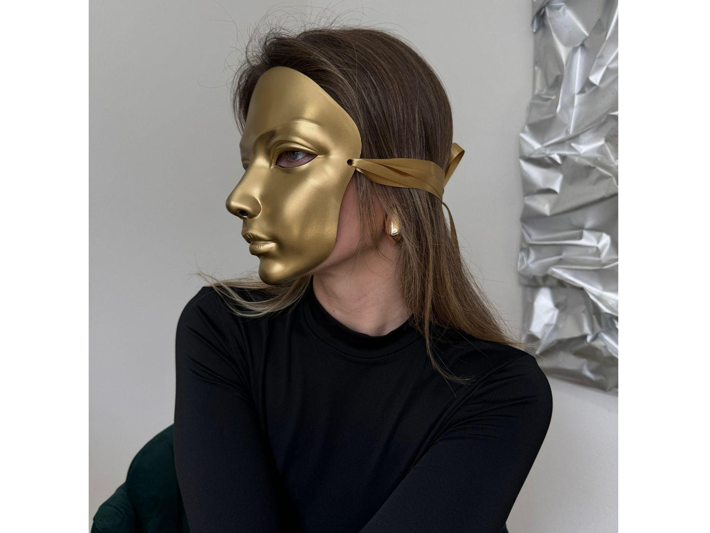 Handcrafted Gold Mask: Adjustable Masquerade, Cosplay, Halloween