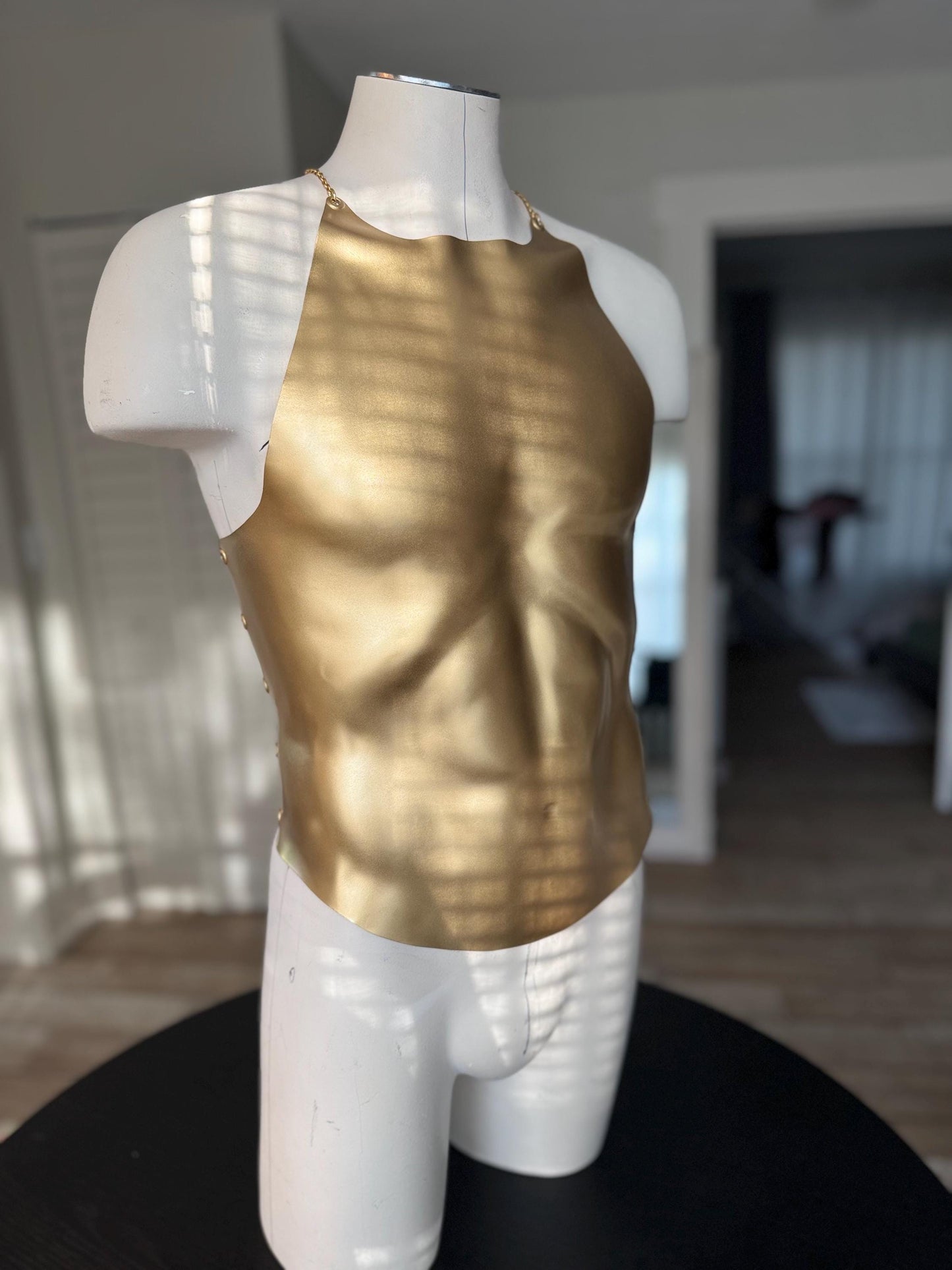 Gold Sculptural Corset Top: Handmade Chest Armor, Cosplay Costume
