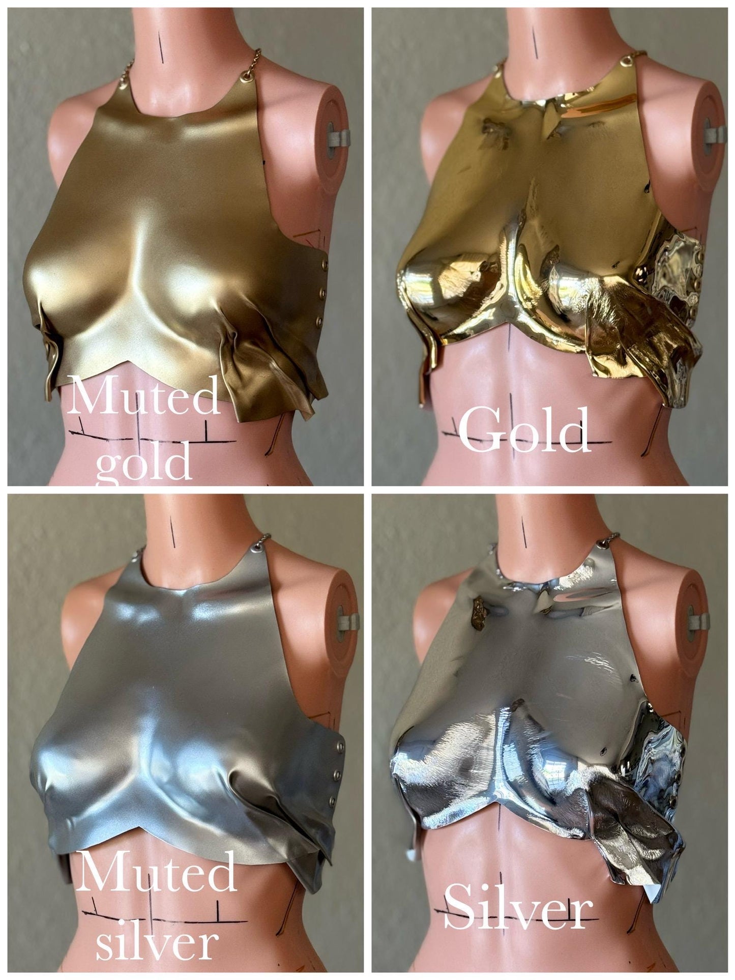 Molded Silver Corset Top: Metallic Rave Outfit, Custom Fit Bustier