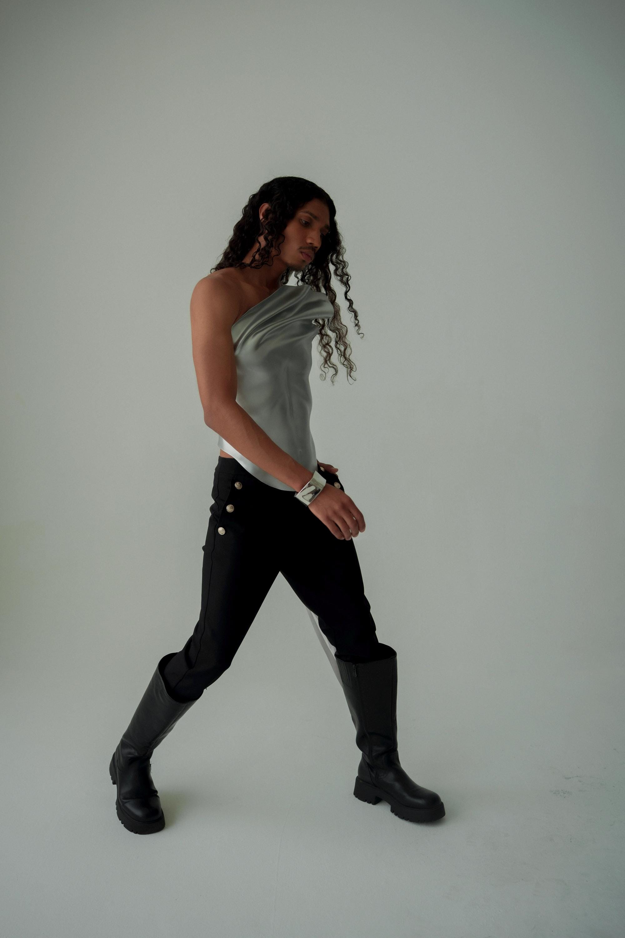 Editorial Sculpted Metallic Corset Top
