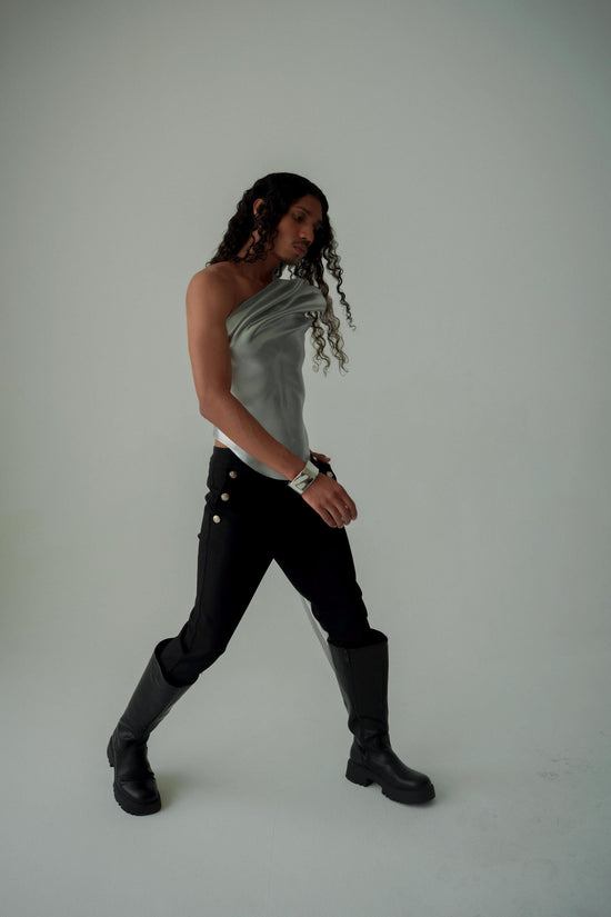 Editorial Sculpted Metallic Corset Top