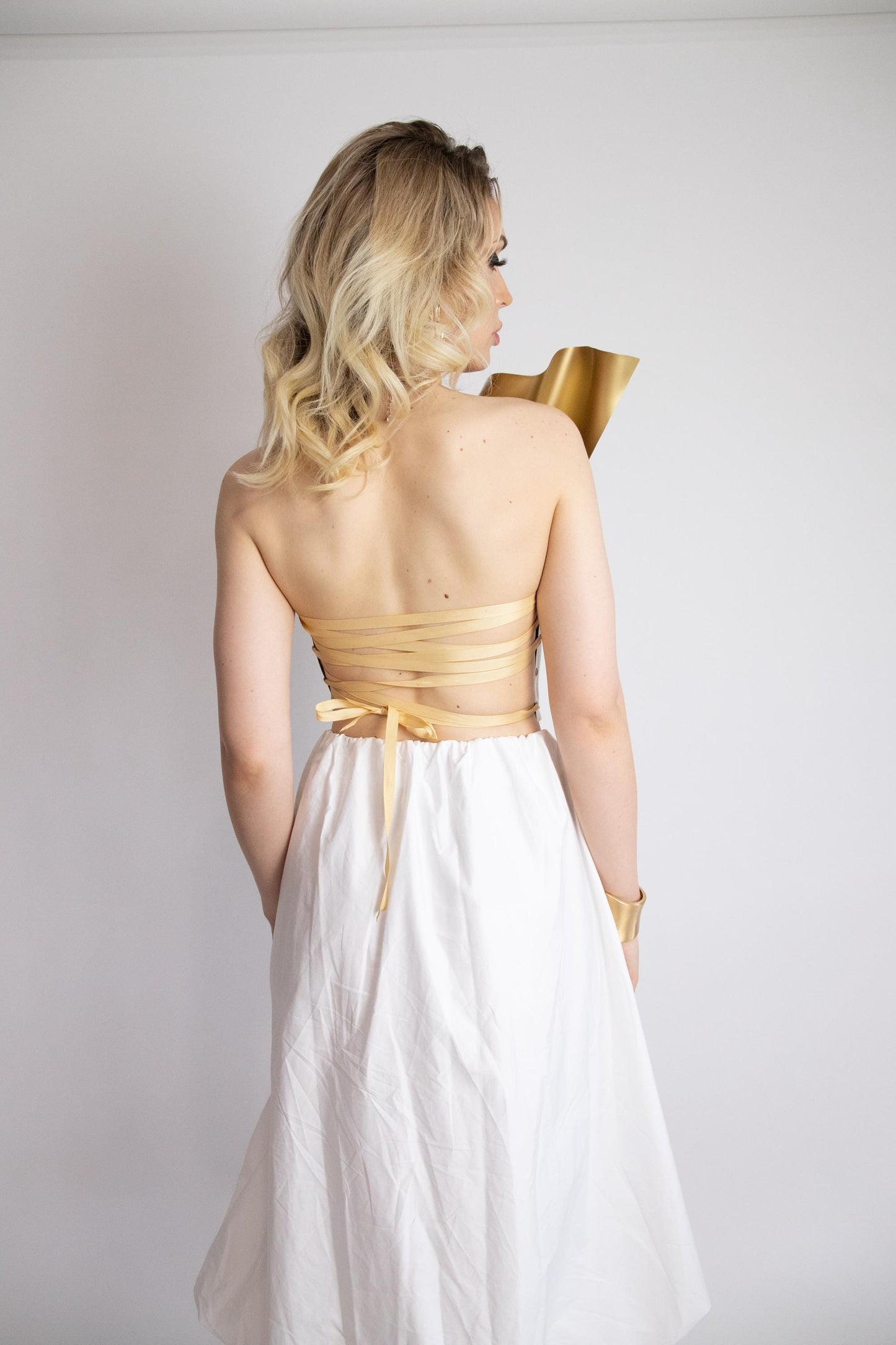 Gold Corset Top: Molded Breastplate, Futuristic Festival Costume