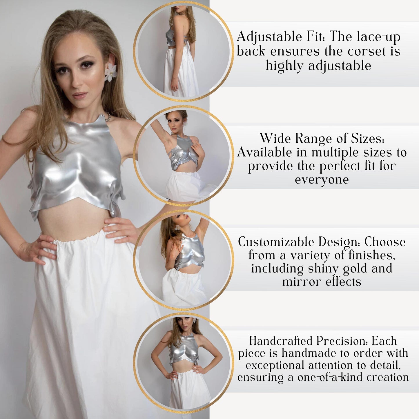 Molded Silver Corset Top: Metallic Rave Outfit, Custom Fit Bustier