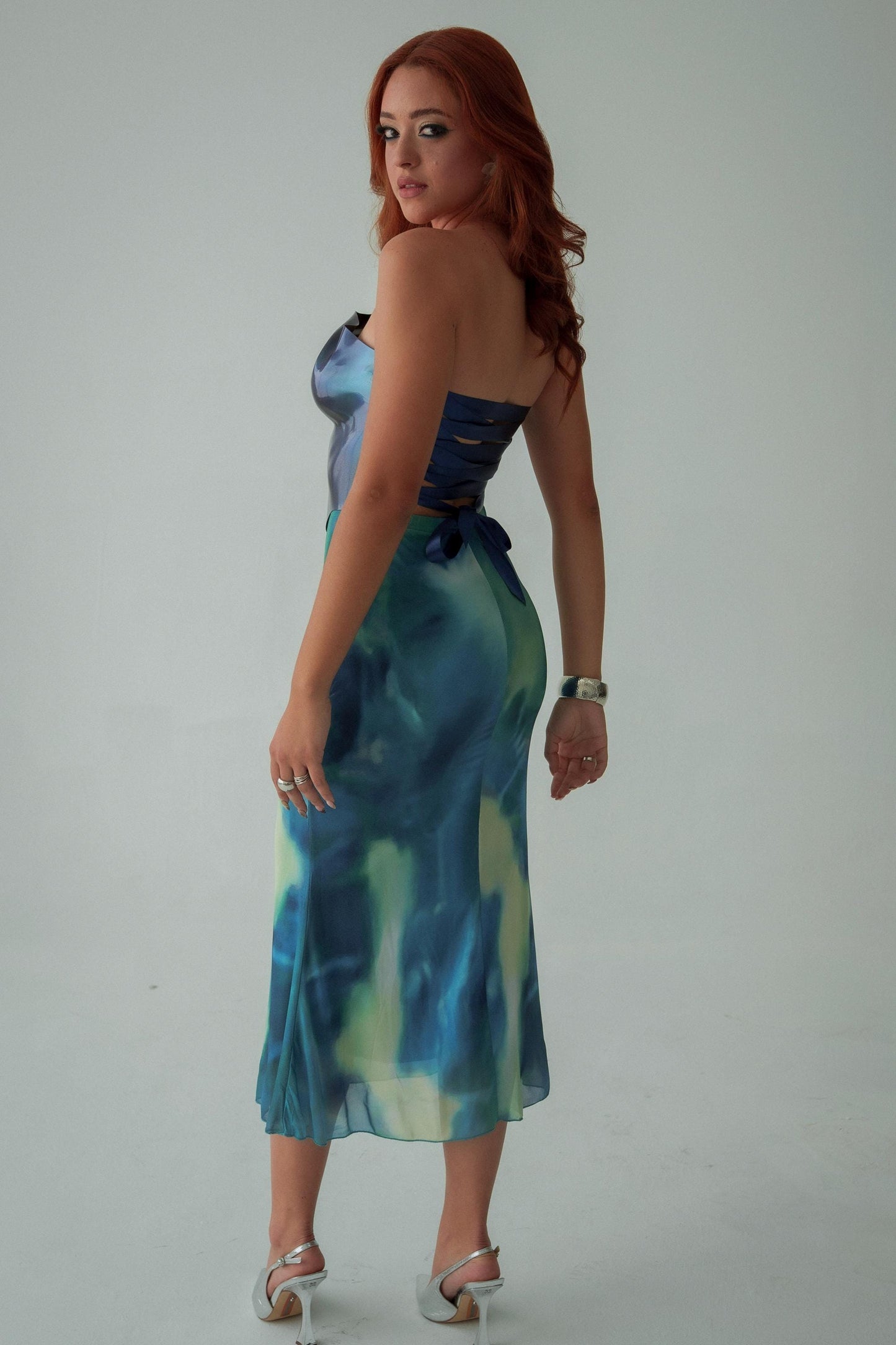 Aquamarine Sculptural Acrylic Corset Top – Futuristic Mermaidcore Bustier, Handmade Wearable Art