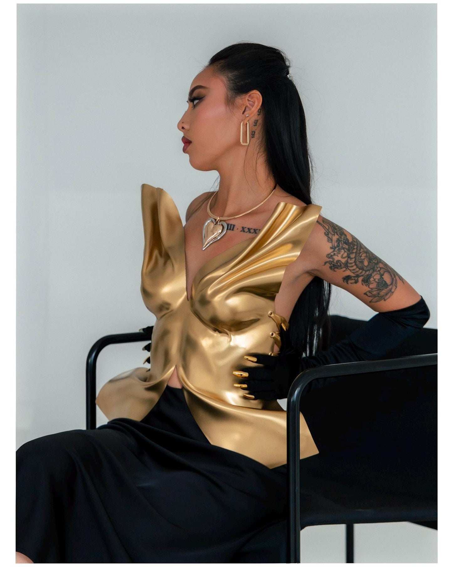 Gold Corset Top: Handcrafted Avant Garde Rave Bustier