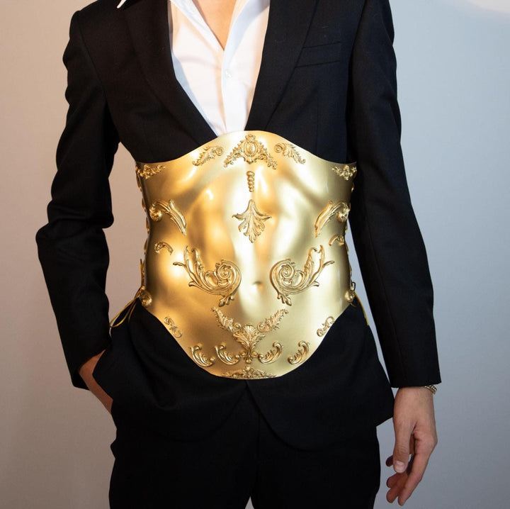 Unisex Gold Sculptural Armor Corset Top