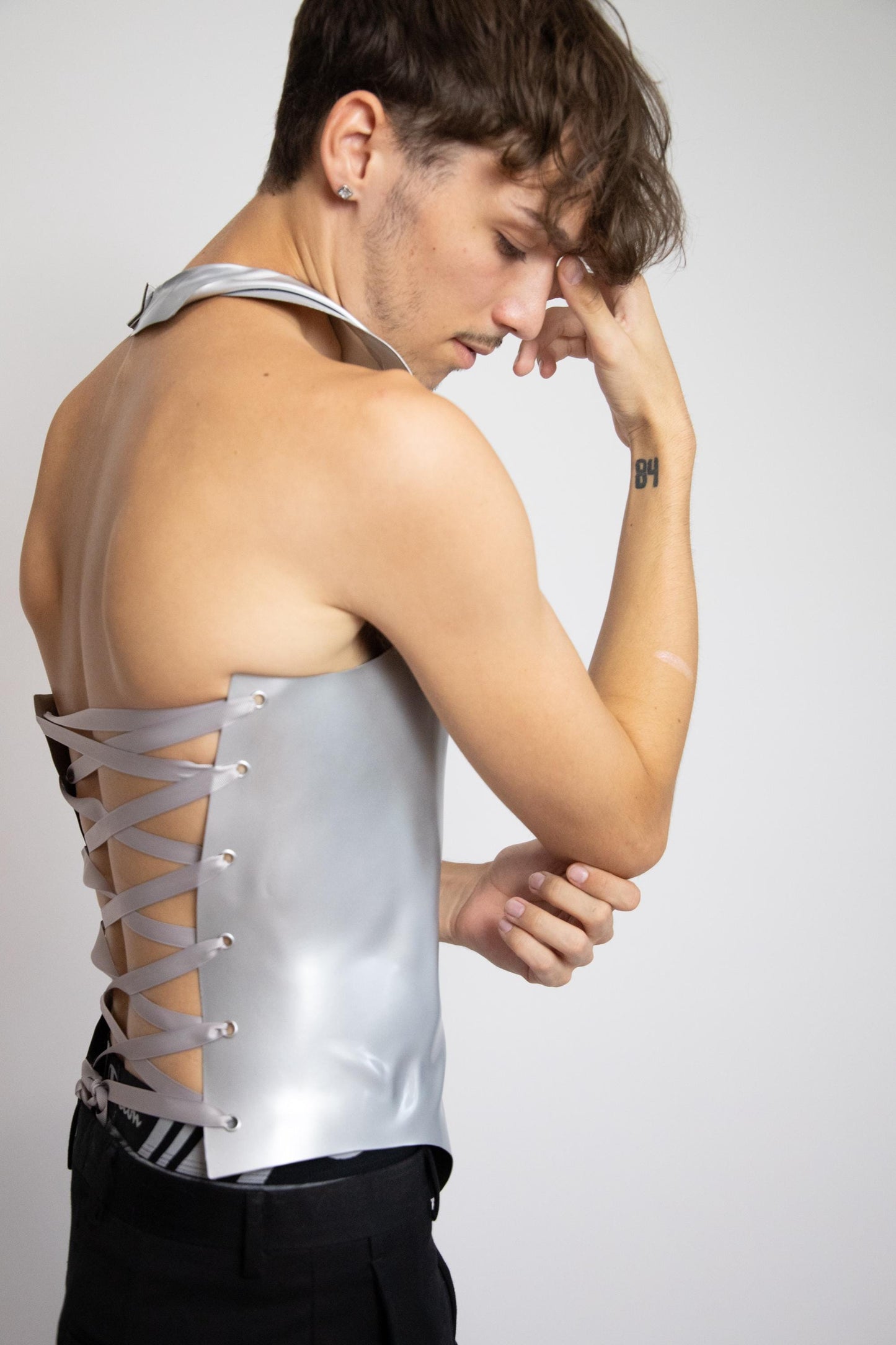 Metallic Corset: Custom Made Rave Outfit, Futuristic Male Fashion