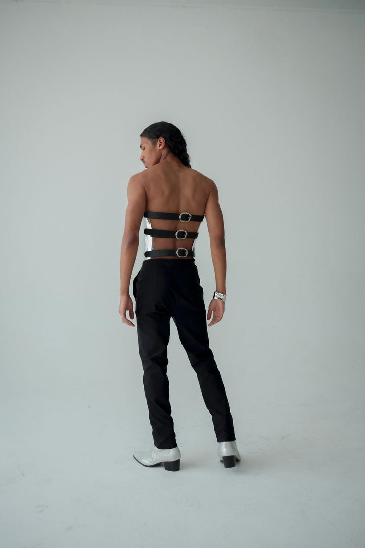Men's Futuristic Avant-Garde Metallic Chest Armor