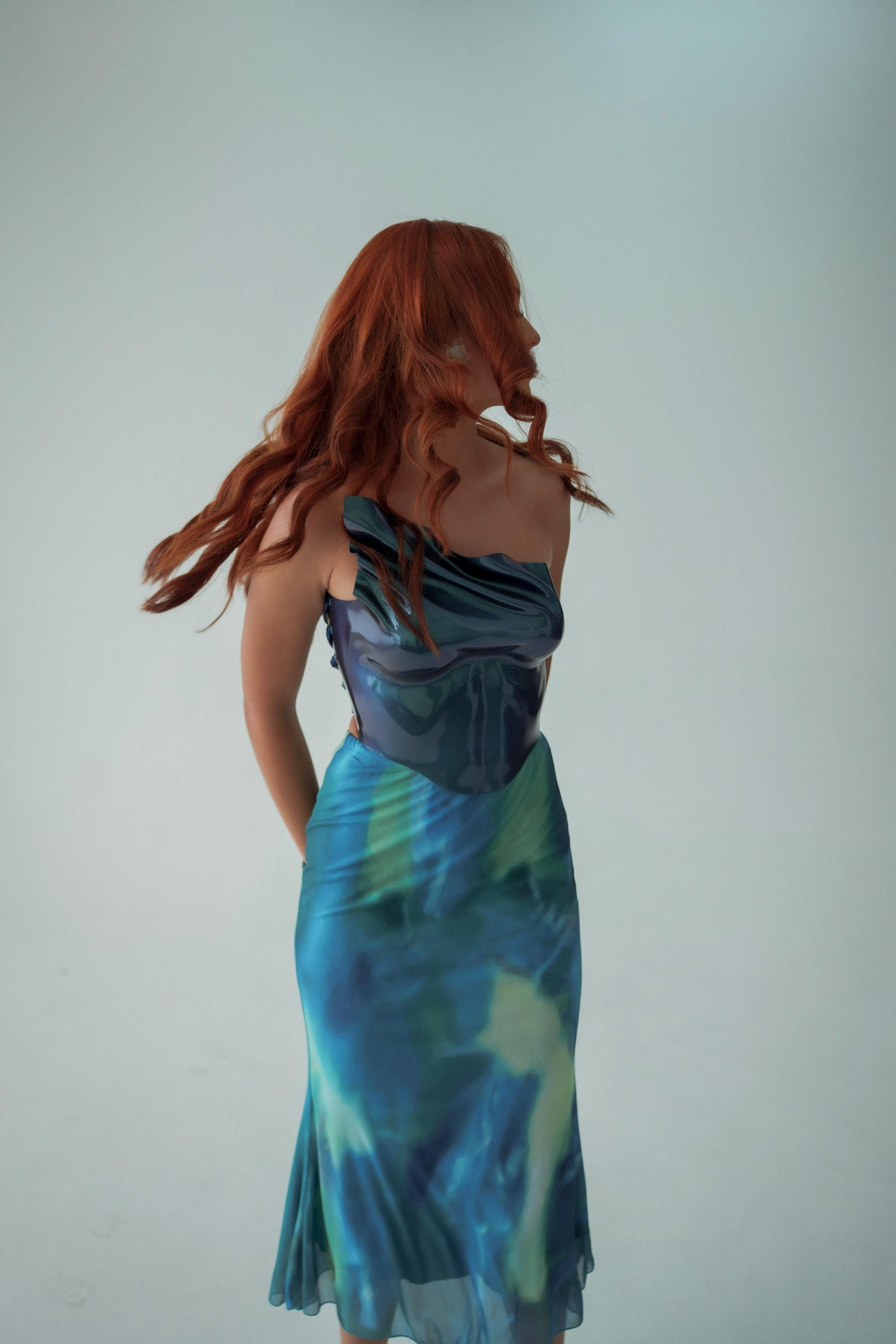 Aquamarine Sculptural Acrylic Corset Top