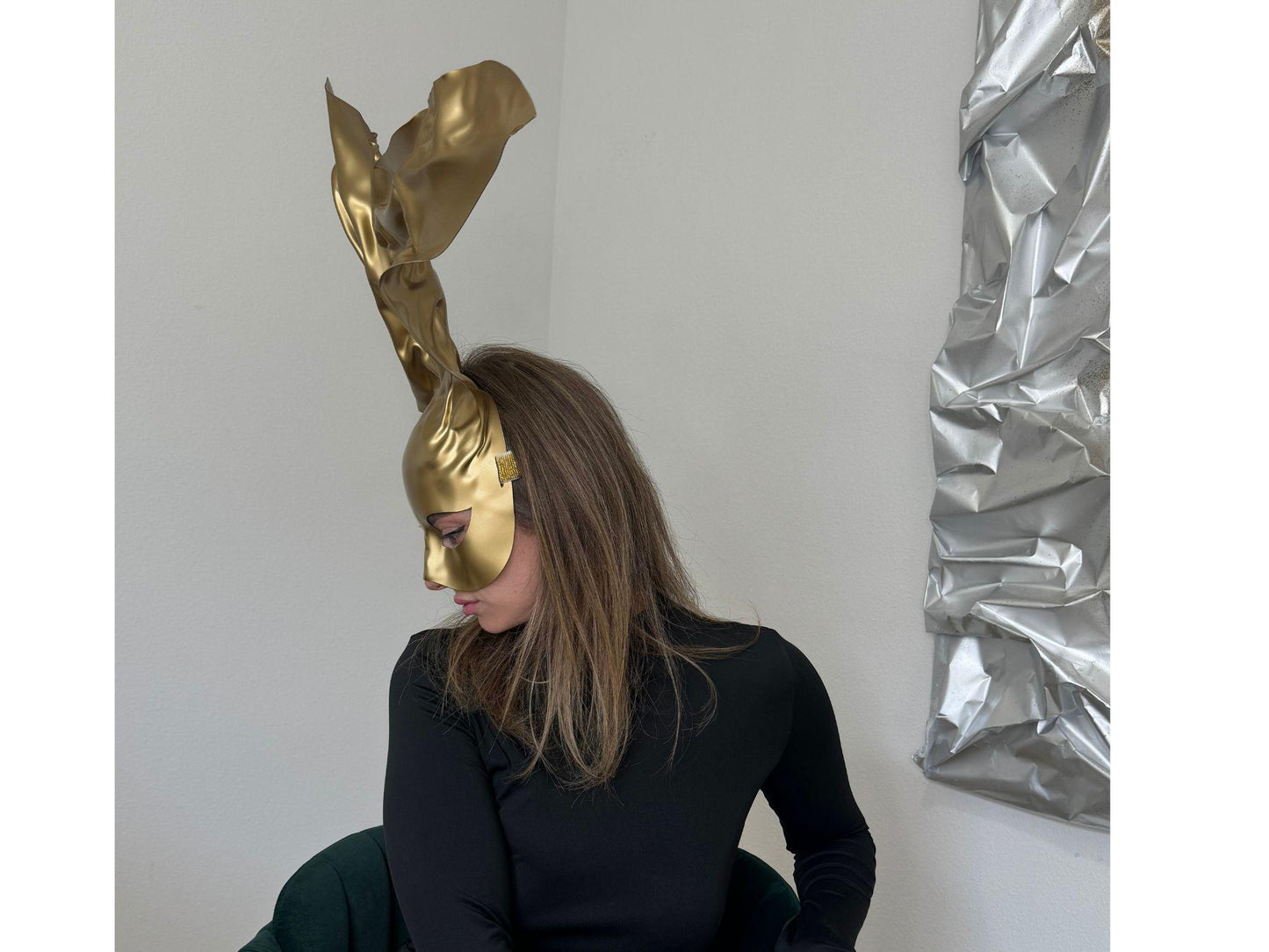 Metallic Gold Masquerade Mask: Fantasy Goddess Costume Headpiece