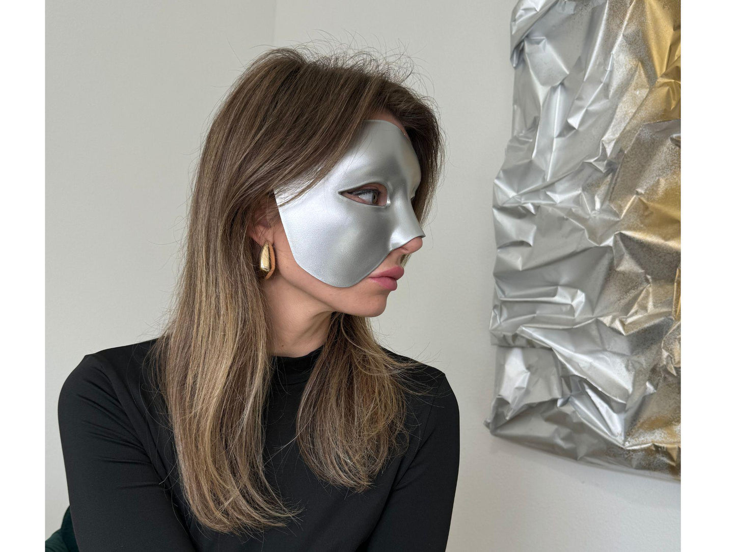 Gold Venetian Half Mask: Adjustable Masquerade Ball Accessory